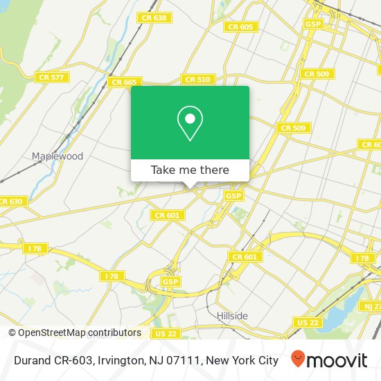 Durand CR-603, Irvington, NJ 07111 map