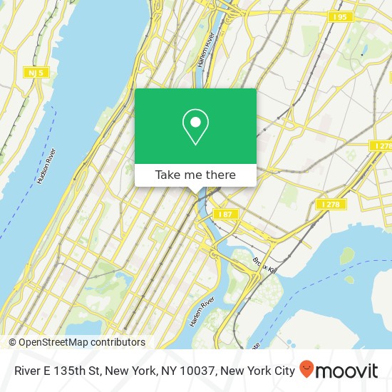 River E 135th St, New York, NY 10037 map