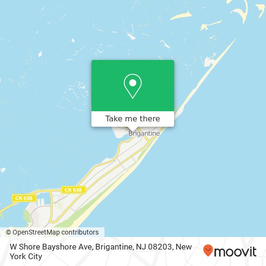 Mapa de W Shore Bayshore Ave, Brigantine, NJ 08203