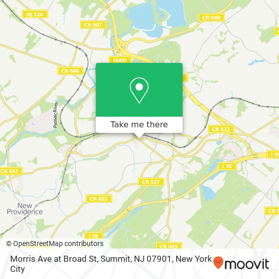 Morris Ave at Broad St, Summit, NJ 07901 map