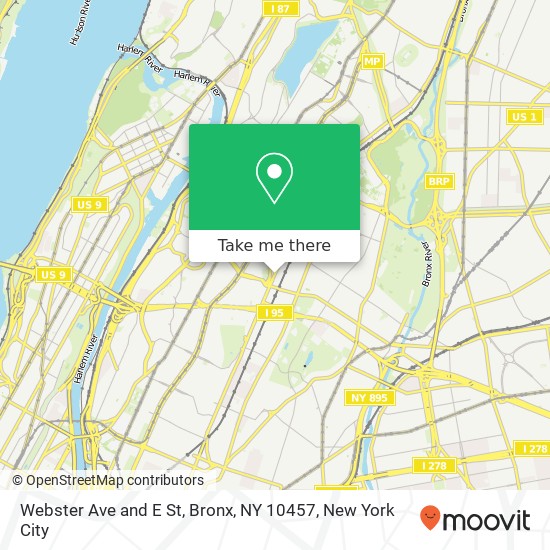 Mapa de Webster Ave and E St, Bronx, NY 10457