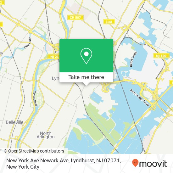 Mapa de New York Ave Newark Ave, Lyndhurst, NJ 07071