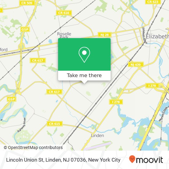 Mapa de Lincoln Union St, Linden, NJ 07036