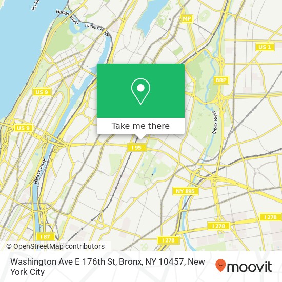 Mapa de Washington Ave E 176th St, Bronx, NY 10457