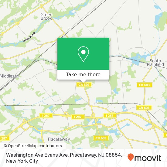 Mapa de Washington Ave Evans Ave, Piscataway, NJ 08854