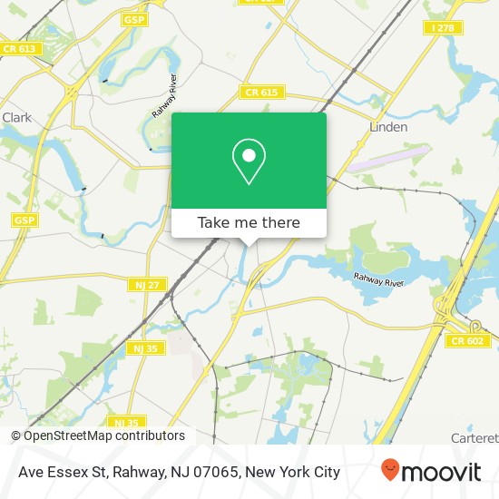 Mapa de Ave Essex St, Rahway, NJ 07065