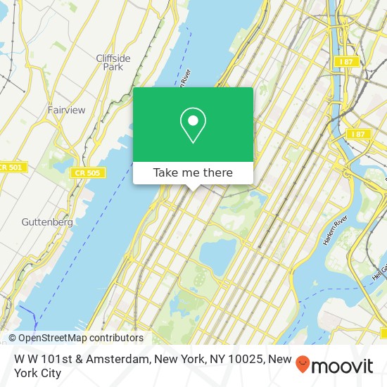 Mapa de W W 101st & Amsterdam, New York, NY 10025