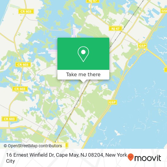 Mapa de 16 Ernest Winfield Dr, Cape May, NJ 08204