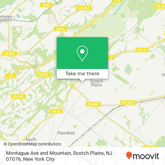 Mapa de Montague Ave and Mountain, Scotch Plains, NJ 07076