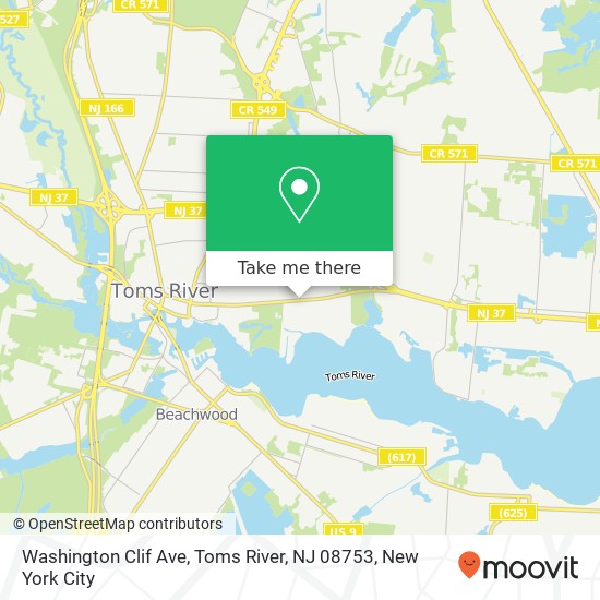 Mapa de Washington Clif Ave, Toms River, NJ 08753