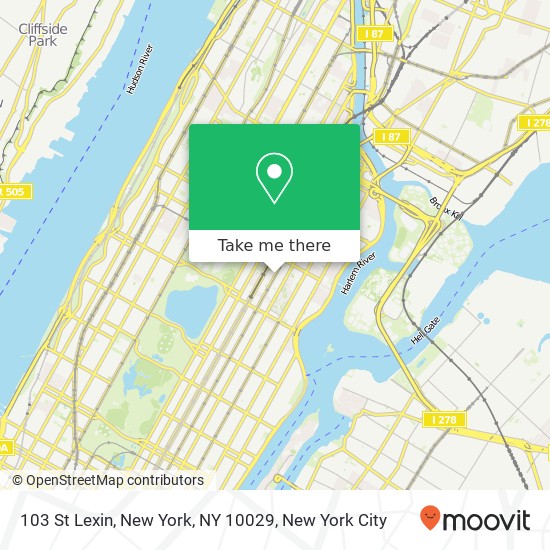 Mapa de 103 St Lexin, New York, NY 10029