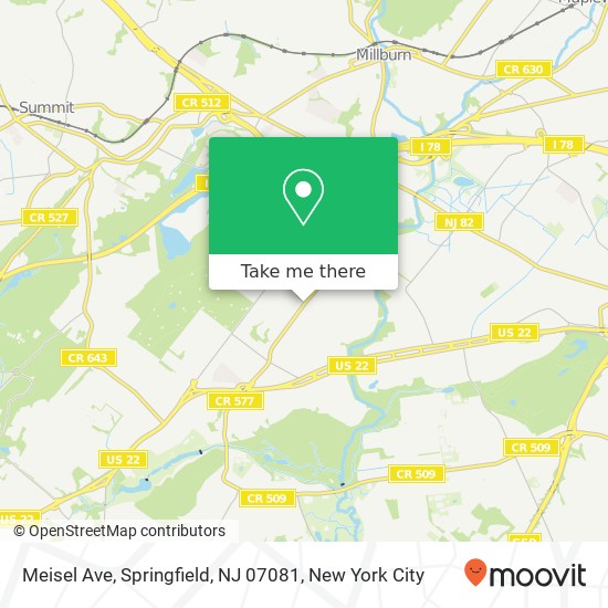 Mapa de Meisel Ave, Springfield, NJ 07081