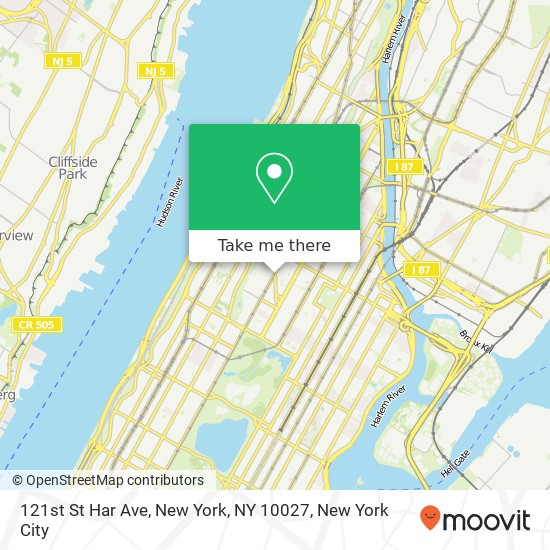 121st St Har Ave, New York, NY 10027 map