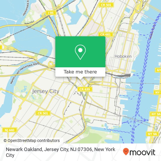 Mapa de Newark Oakland, Jersey City, NJ 07306