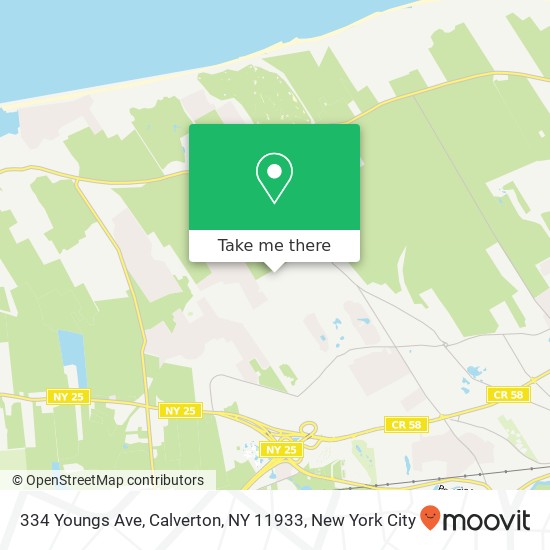 Mapa de 334 Youngs Ave, Calverton, NY 11933