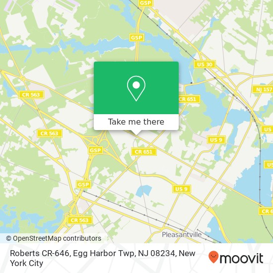 Mapa de Roberts CR-646, Egg Harbor Twp, NJ 08234