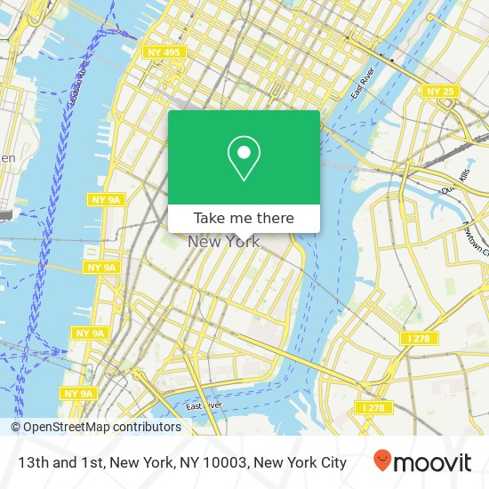 13th and 1st, New York, NY 10003 map