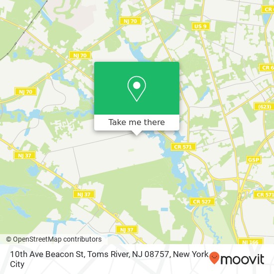 Mapa de 10th Ave Beacon St, Toms River, NJ 08757