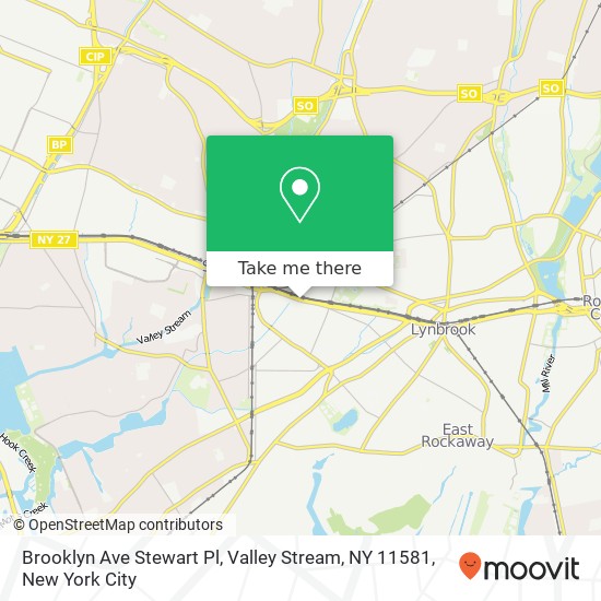 Mapa de Brooklyn Ave Stewart Pl, Valley Stream, NY 11581
