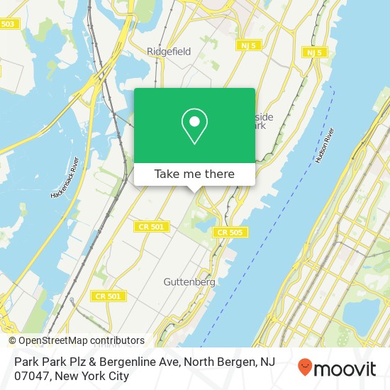 Mapa de Park Park Plz & Bergenline Ave, North Bergen, NJ 07047