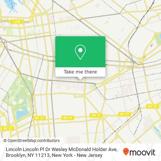 Lincoln Lincoln Pl Dr Wesley McDonald Holder Ave, Brooklyn, NY 11213 map