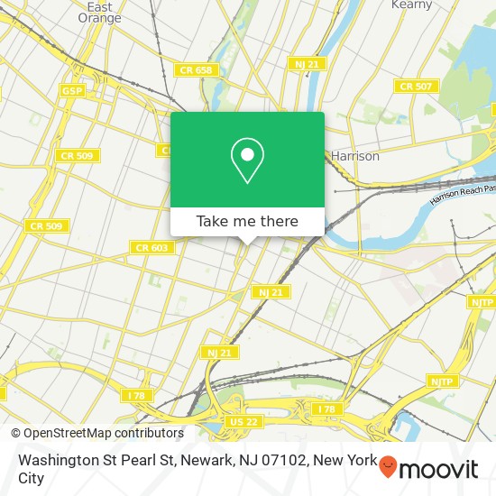Mapa de Washington St Pearl St, Newark, NJ 07102
