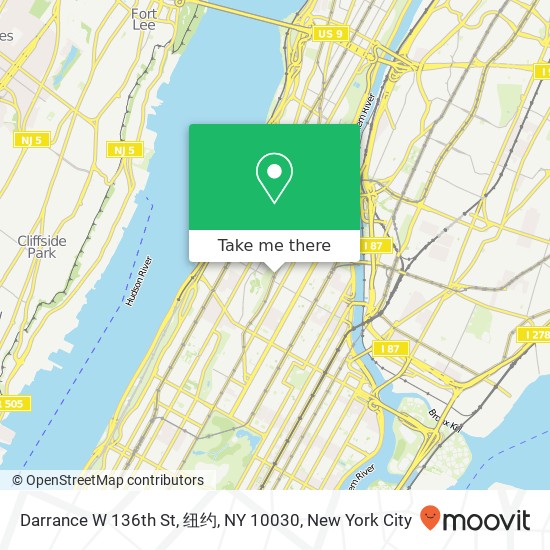 Mapa de Darrance W 136th St, 纽约, NY 10030