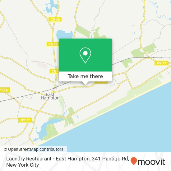 Mapa de Laundry Restaurant - East Hampton, 341 Pantigo Rd