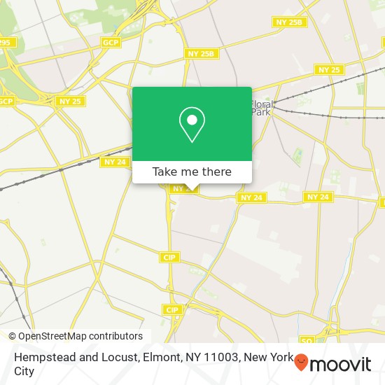 Hempstead and Locust, Elmont, NY 11003 map