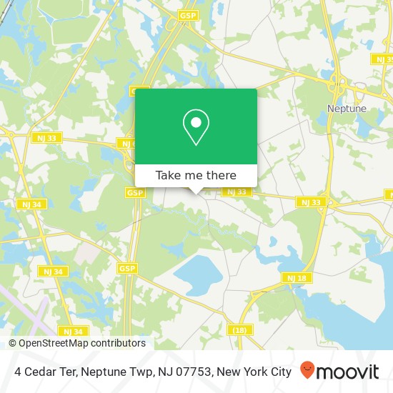 Mapa de 4 Cedar Ter, Neptune Twp, NJ 07753