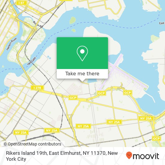 Mapa de Rikers Island 19th, East Elmhurst, NY 11370