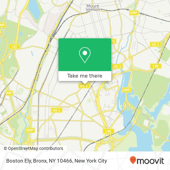 Mapa de Boston Ely, Bronx, NY 10466