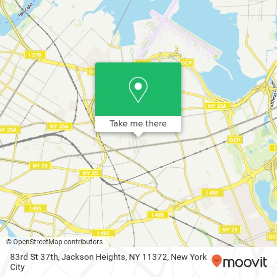 Mapa de 83rd St 37th, Jackson Heights, NY 11372