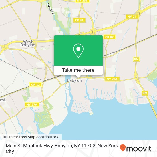 Main St Montauk Hwy, Babylon, NY 11702 map