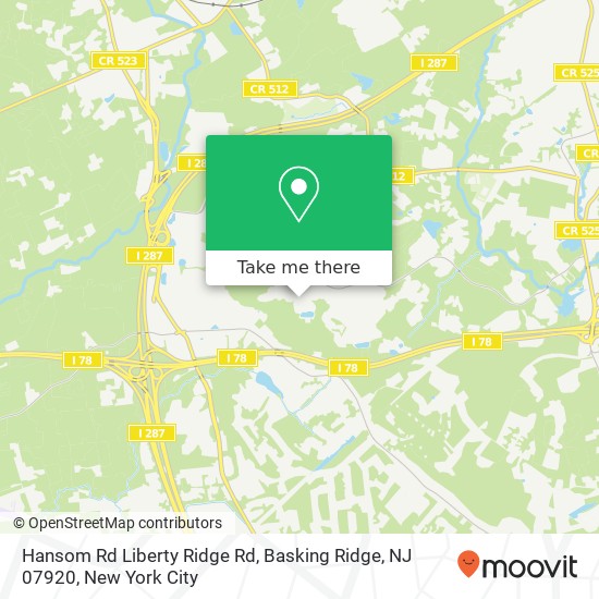 Mapa de Hansom Rd Liberty Ridge Rd, Basking Ridge, NJ 07920