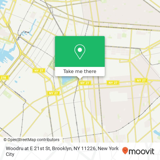 Mapa de Woodru at E 21st St, Brooklyn, NY 11226