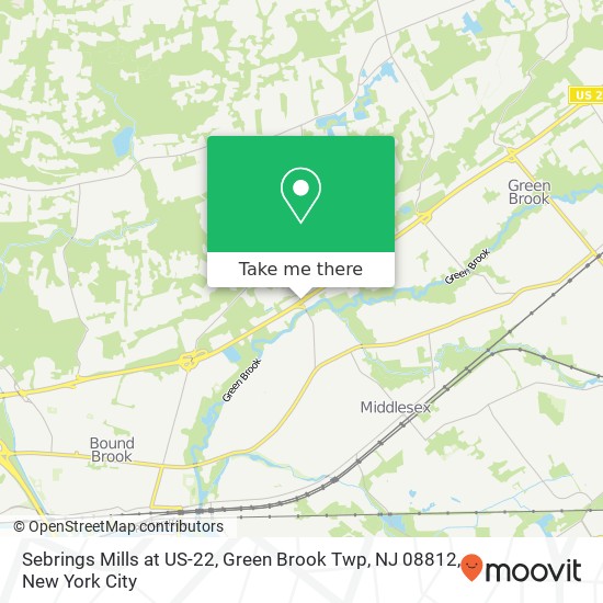 Sebrings Mills at US-22, Green Brook Twp, NJ 08812 map