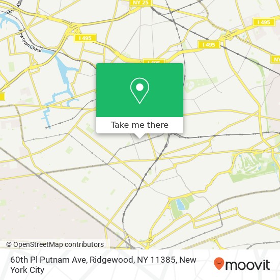 Mapa de 60th Pl Putnam Ave, Ridgewood, NY 11385