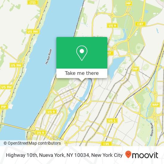 Mapa de Highway  10th, Nueva York, NY 10034