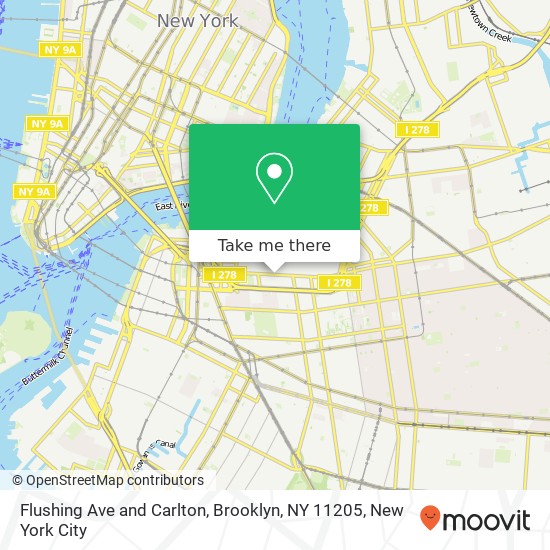 Flushing Ave and Carlton, Brooklyn, NY 11205 map
