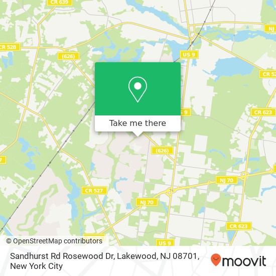 Mapa de Sandhurst Rd Rosewood Dr, Lakewood, NJ 08701