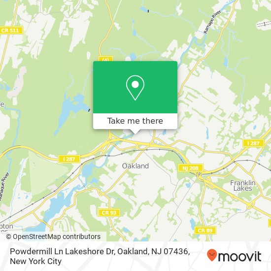 Mapa de Powdermill Ln Lakeshore Dr, Oakland, NJ 07436