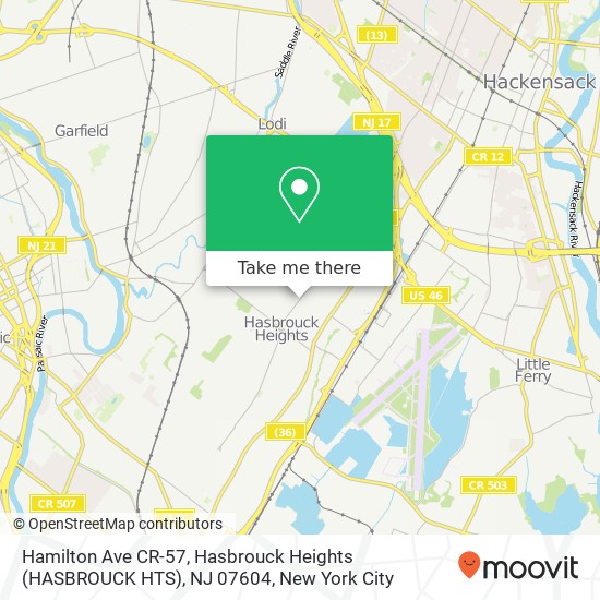 Mapa de Hamilton Ave CR-57, Hasbrouck Heights (HASBROUCK HTS), NJ 07604