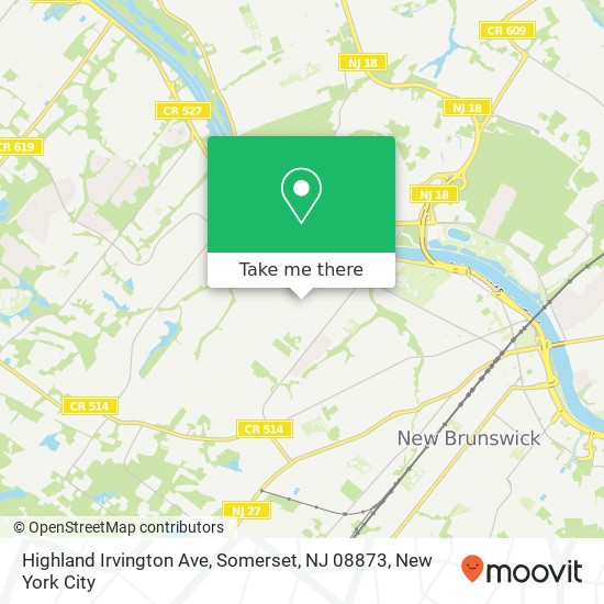Mapa de Highland Irvington Ave, Somerset, NJ 08873