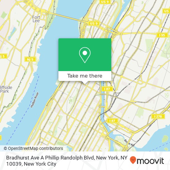 Mapa de Bradhurst Ave A Phillip Randolph Blvd, New York, NY 10039