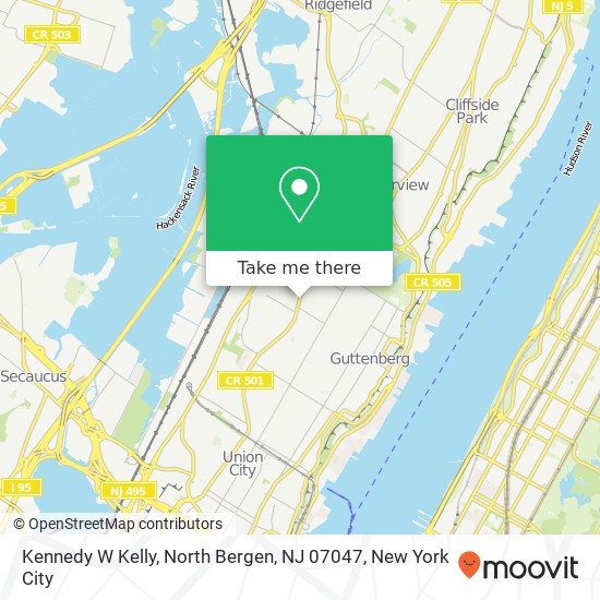 Mapa de Kennedy W Kelly, North Bergen, NJ 07047