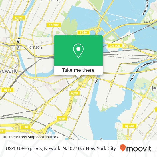 US-1 US-Express, Newark, NJ 07105 map