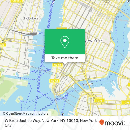 Mapa de W Broa Justice Way, New York, NY 10013