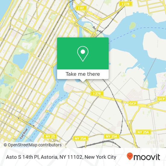Mapa de Asto S 14th Pl, Astoria, NY 11102