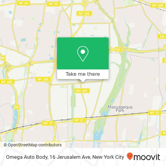 Mapa de Omega Auto Body, 16 Jerusalem Ave